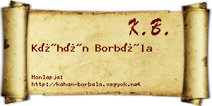 Káhán Borbála névjegykártya