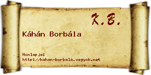 Káhán Borbála névjegykártya